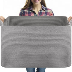 OIASKET extra-large blanket basket with ample interior storage for blankets and toys.