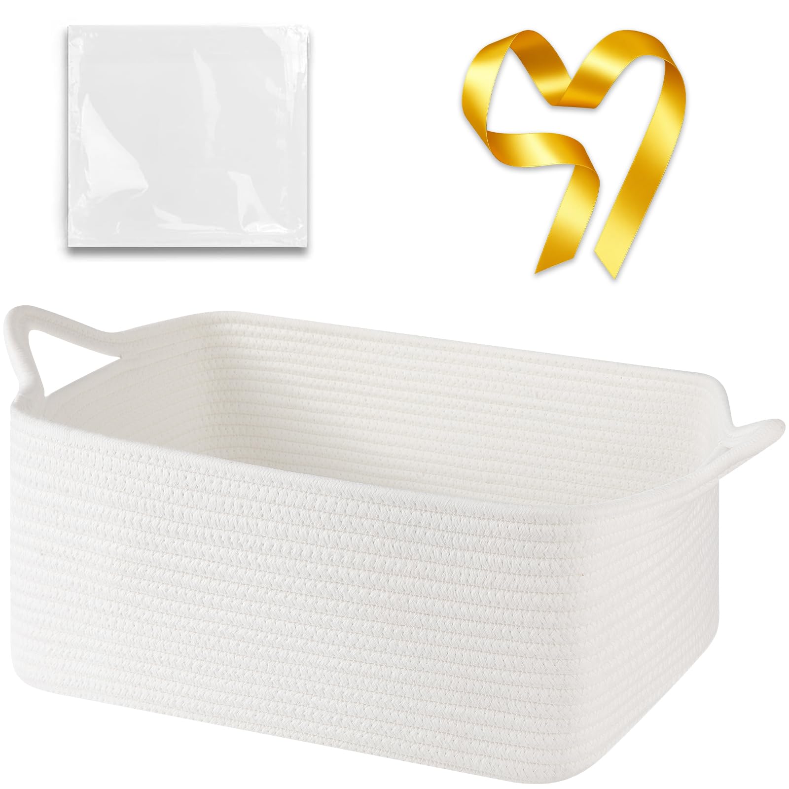 OIASKET large cotton rope gift basket, 16.5x12.6x7 inches, perfect for baby essentials.