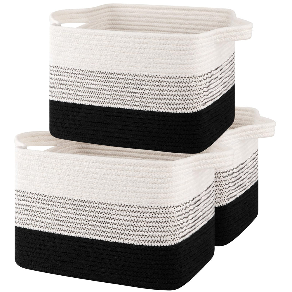 OIASKET gradient black storage baskets on a shelf organized and neat