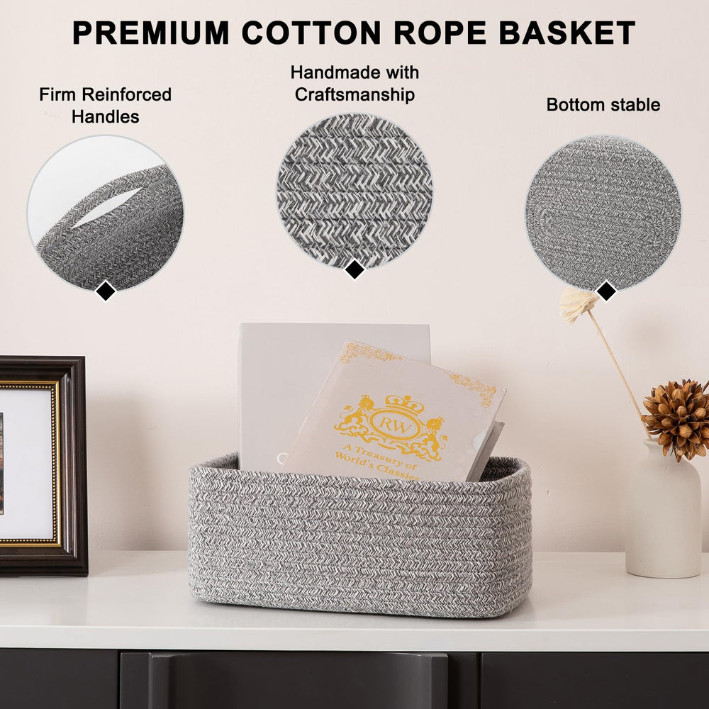 OIASKET grey woven bins blend with decor while organizing essentials