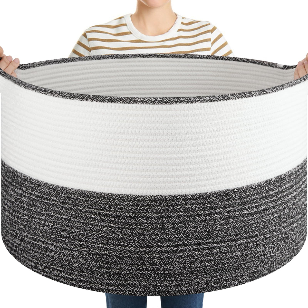 OIASKET large blanket basket with handles for easy transport and tidy living spaces