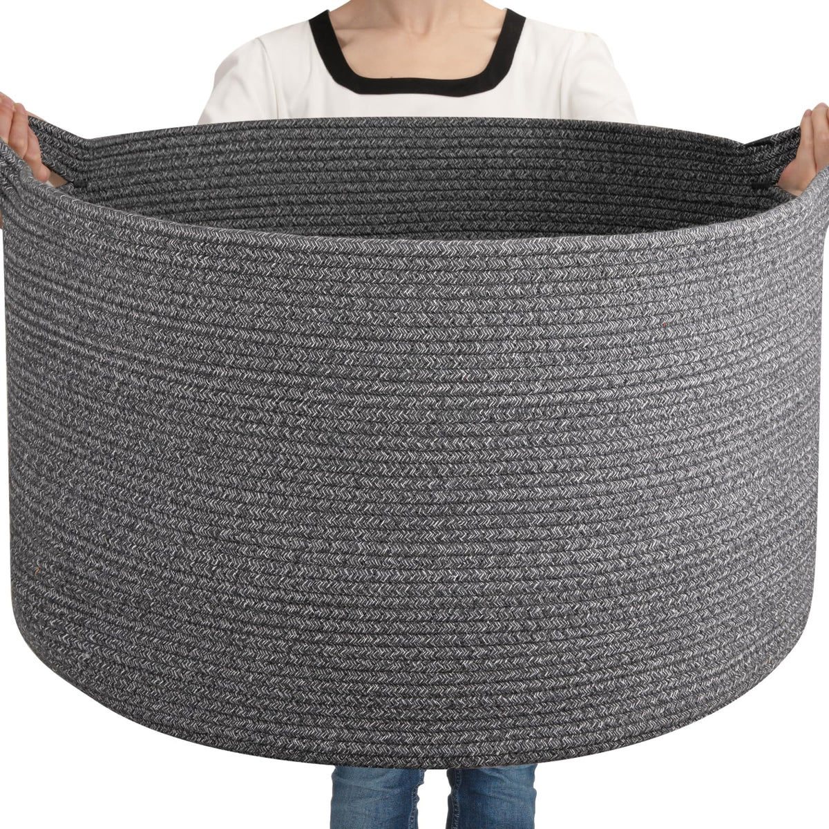 OIASKET large woven basket for blanket storage keeps blankets organized and within reach