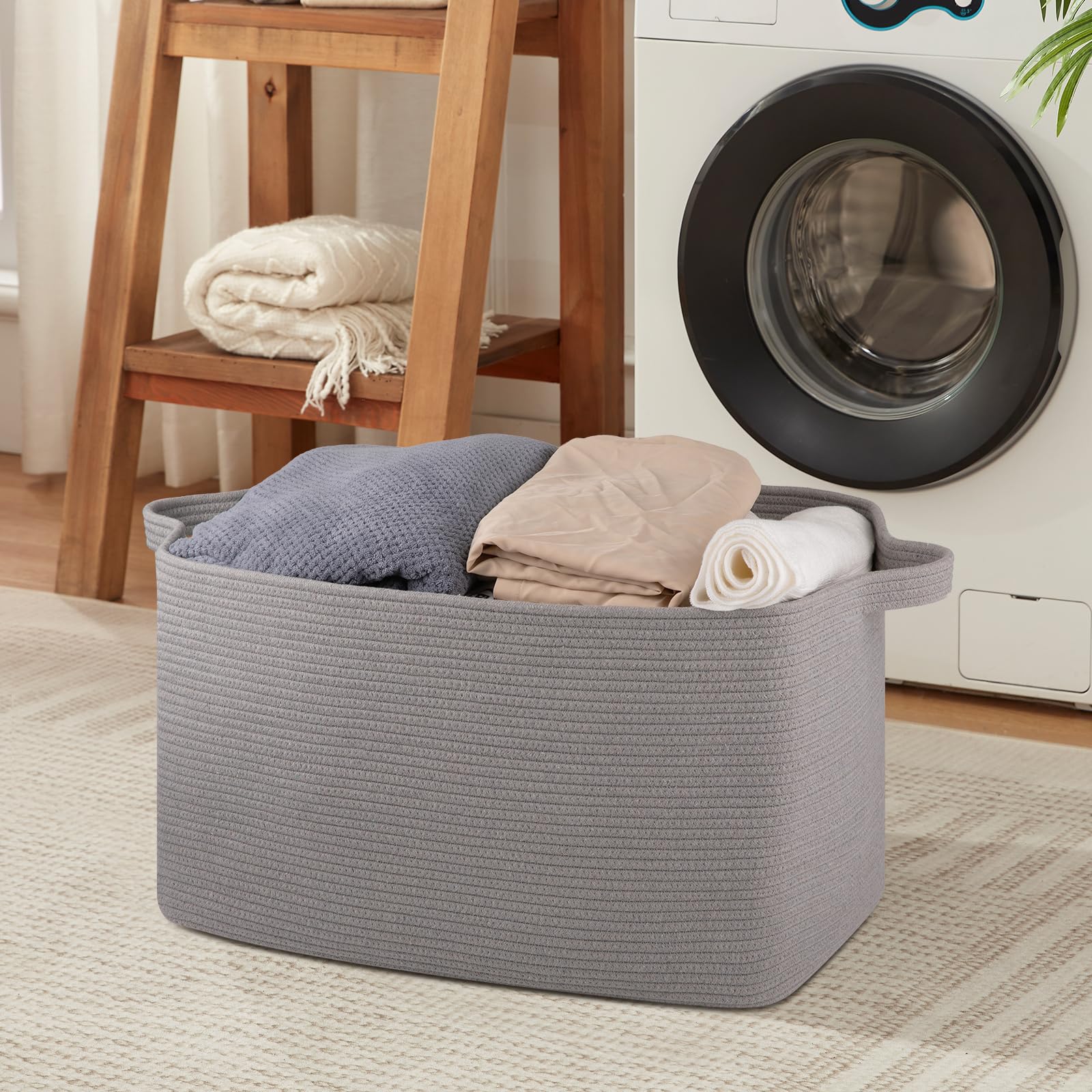 OIASKET living room organizer reduces clutter with calm neutral style.
