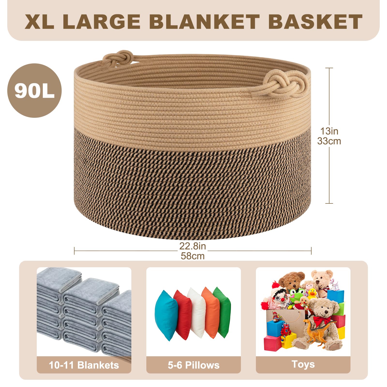 OIASKET multiroom organization basket stores towels and pillows across rooms.