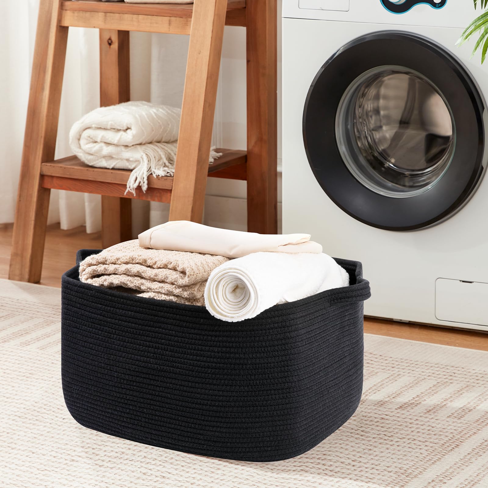 OIASKET natural cotton rope basket feels gentle on skin and furniture