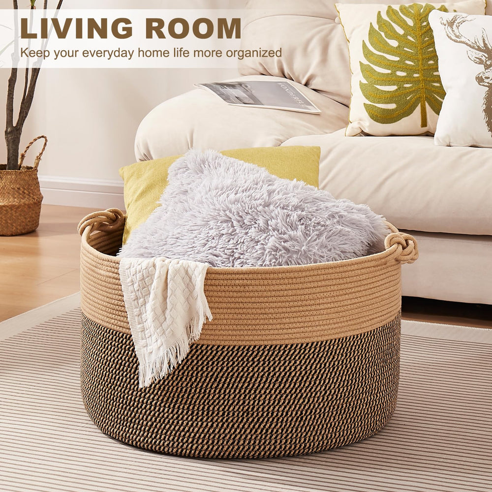 OIASKET natural cotton rope basket offers soft, durable toy storage for nurseries.