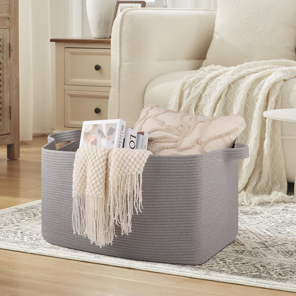 OIASKET natural cotton rope material is soft and kid-friendly.