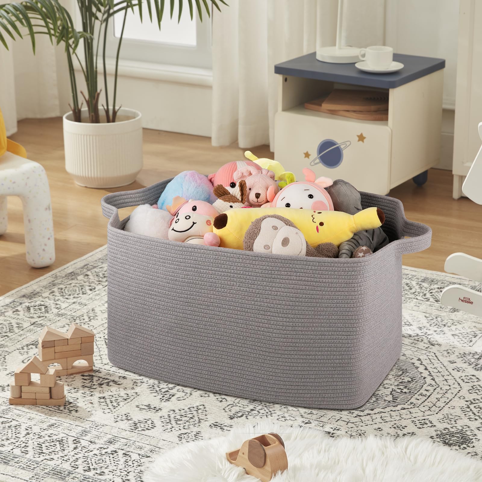 OIASKET on-shelf storage helps tidy shoes or laundry areas.