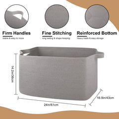 OIASKET rectangle basket with two handles for easy transport between rooms.