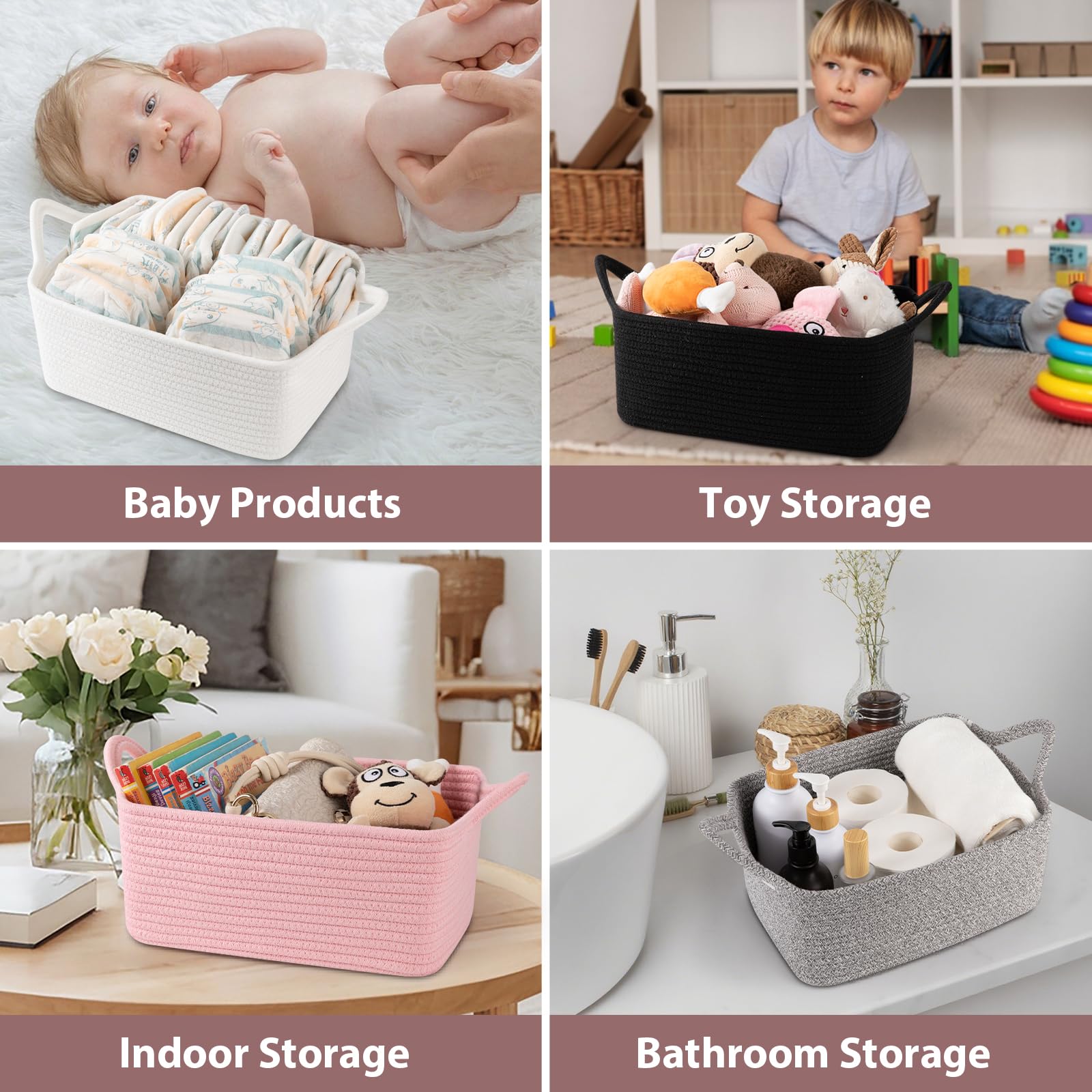 OIASKET small rope toy storage with handles for easy grab-and-go use