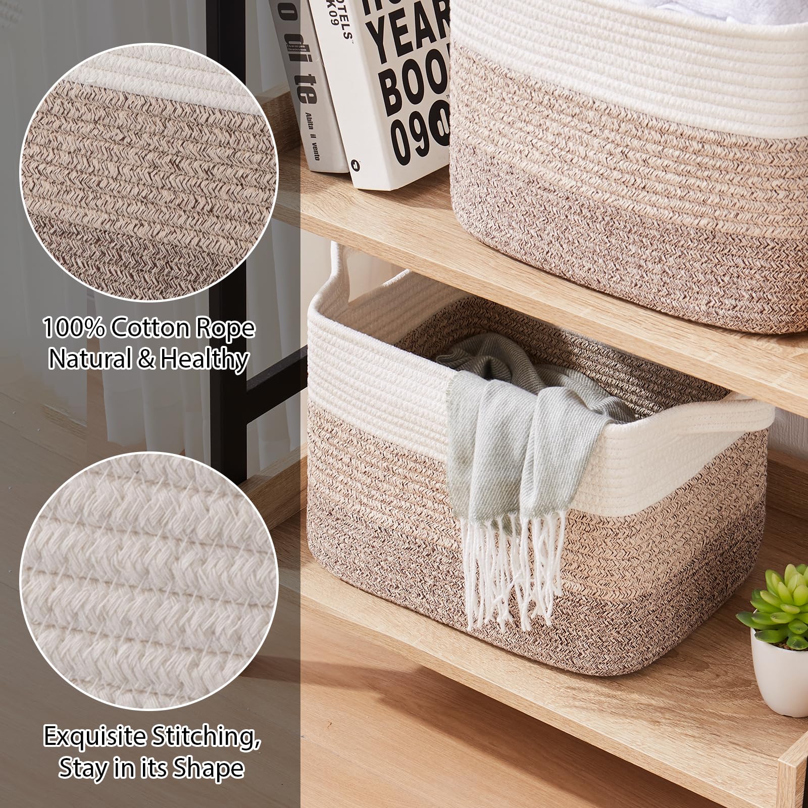 OIASKET Storage Baskets close-up rope texture, soft yet durable.
