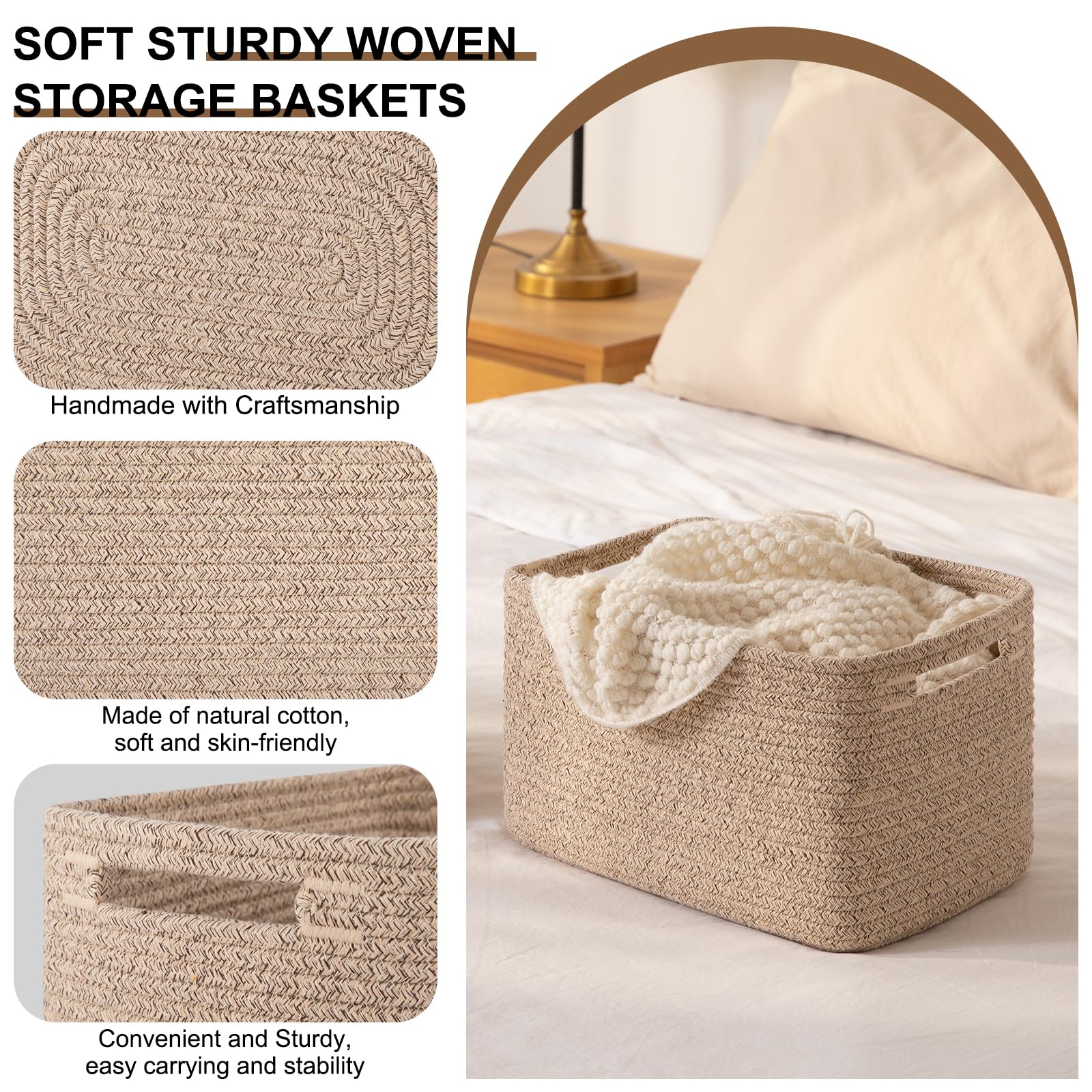 OIASKET storage baskets arranged on shelves for organized living room storage