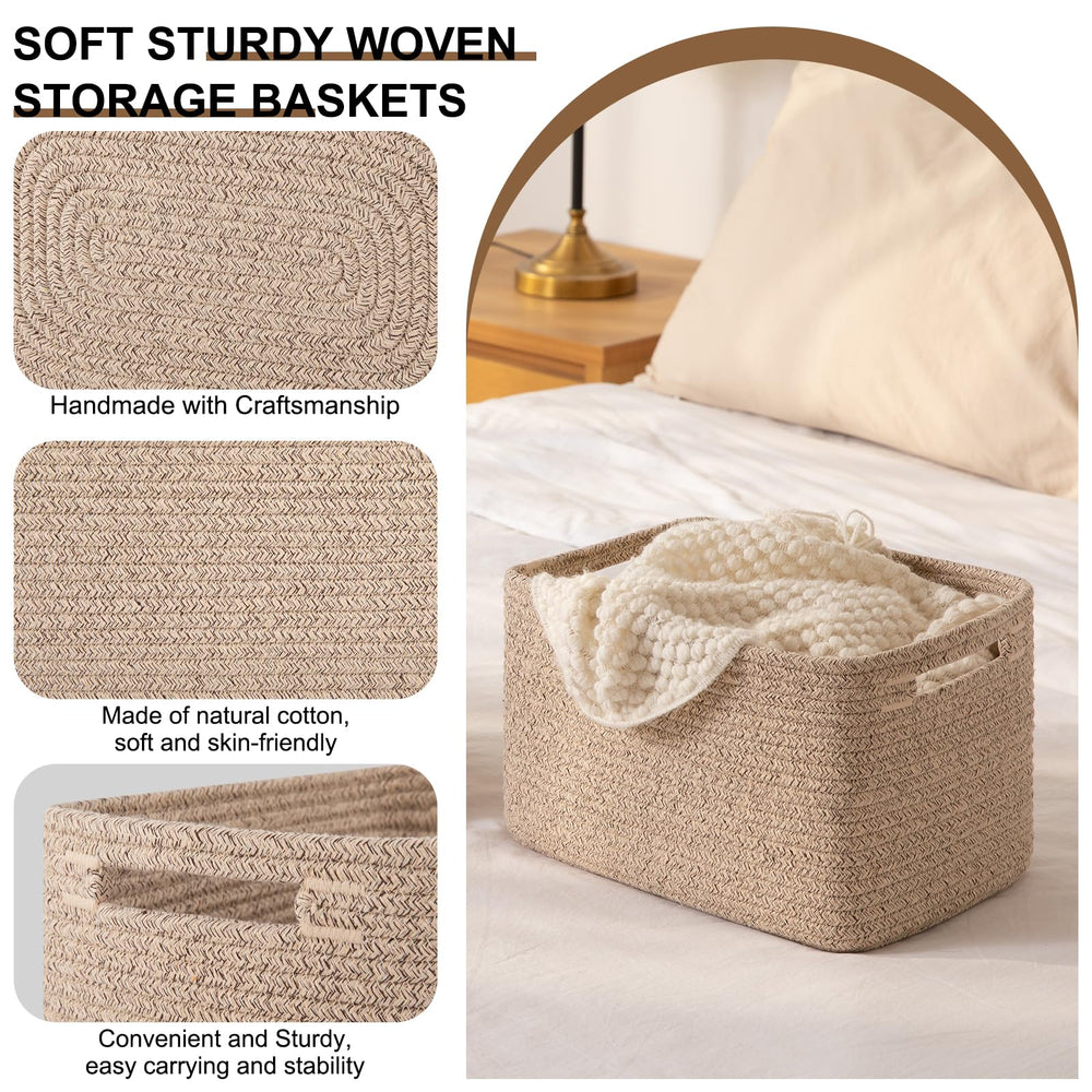 OIASKET storage baskets arranged on shelves for organized living room storage