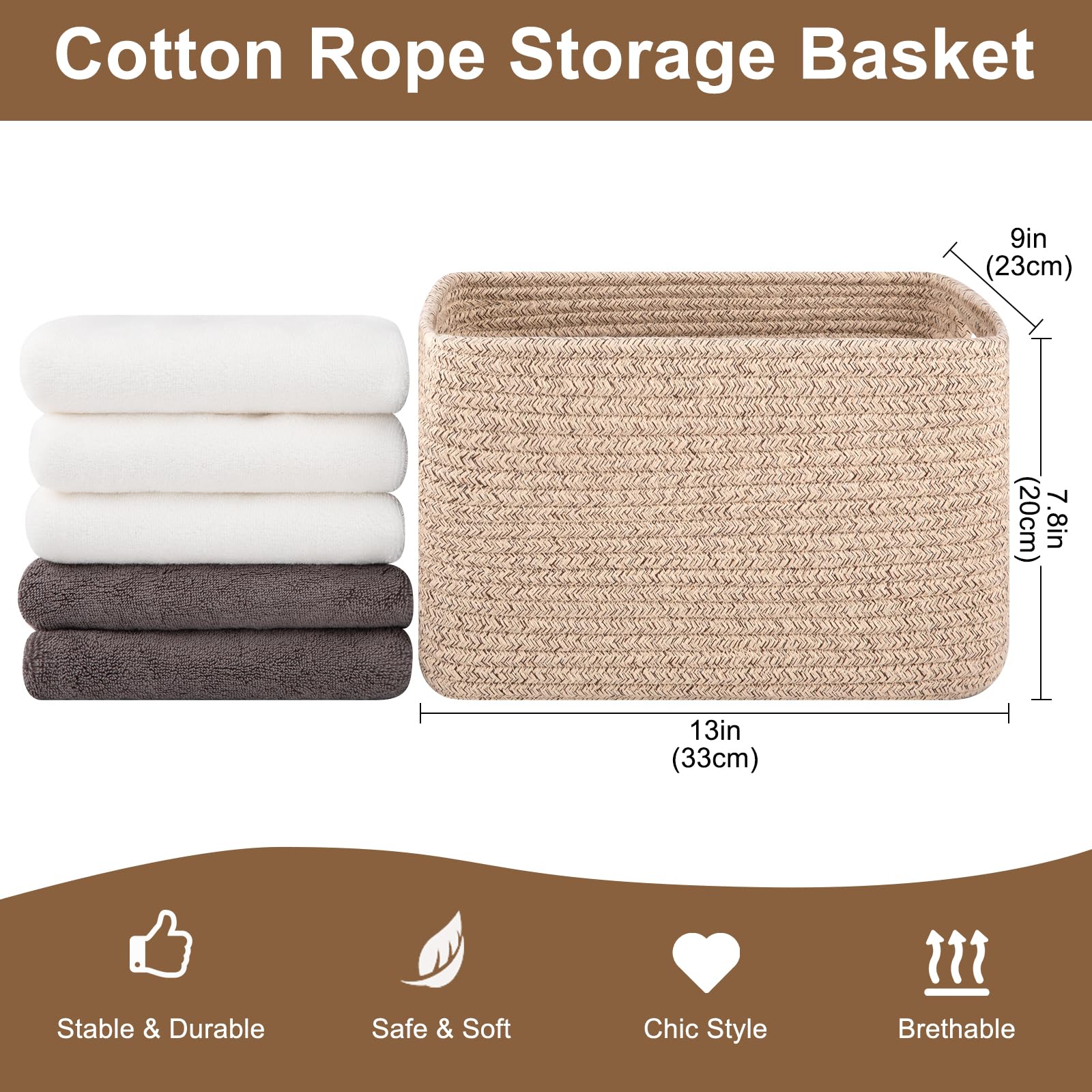 OIASKET woven cotton rope baskets with soft texture and sturdy structure