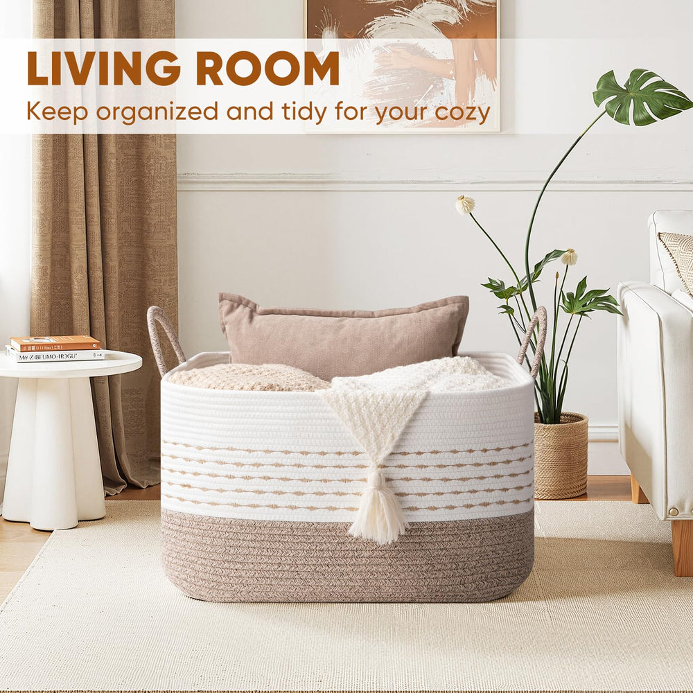 OIASKET woven storage basket rectangular design keeps living room neat