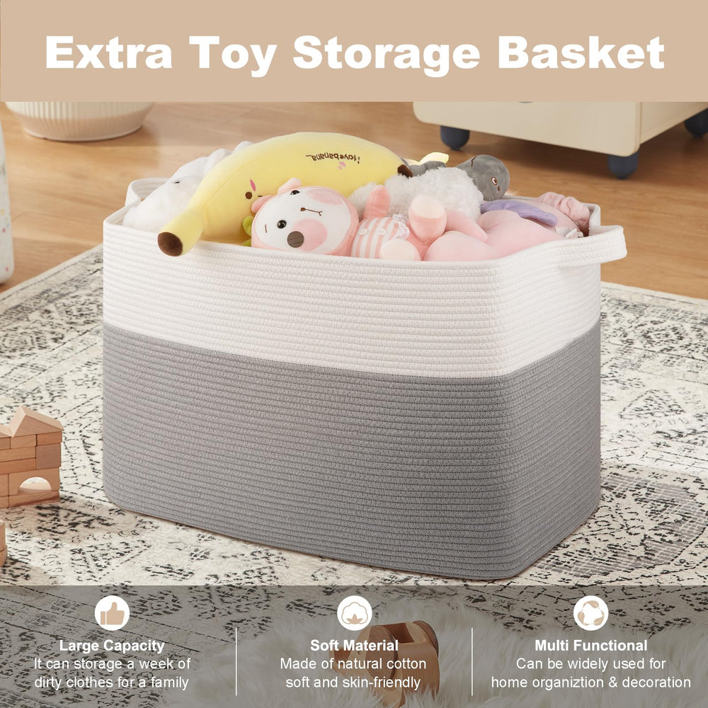 OIASKET XXXL blanket basket beside sofa for quick access to throws.