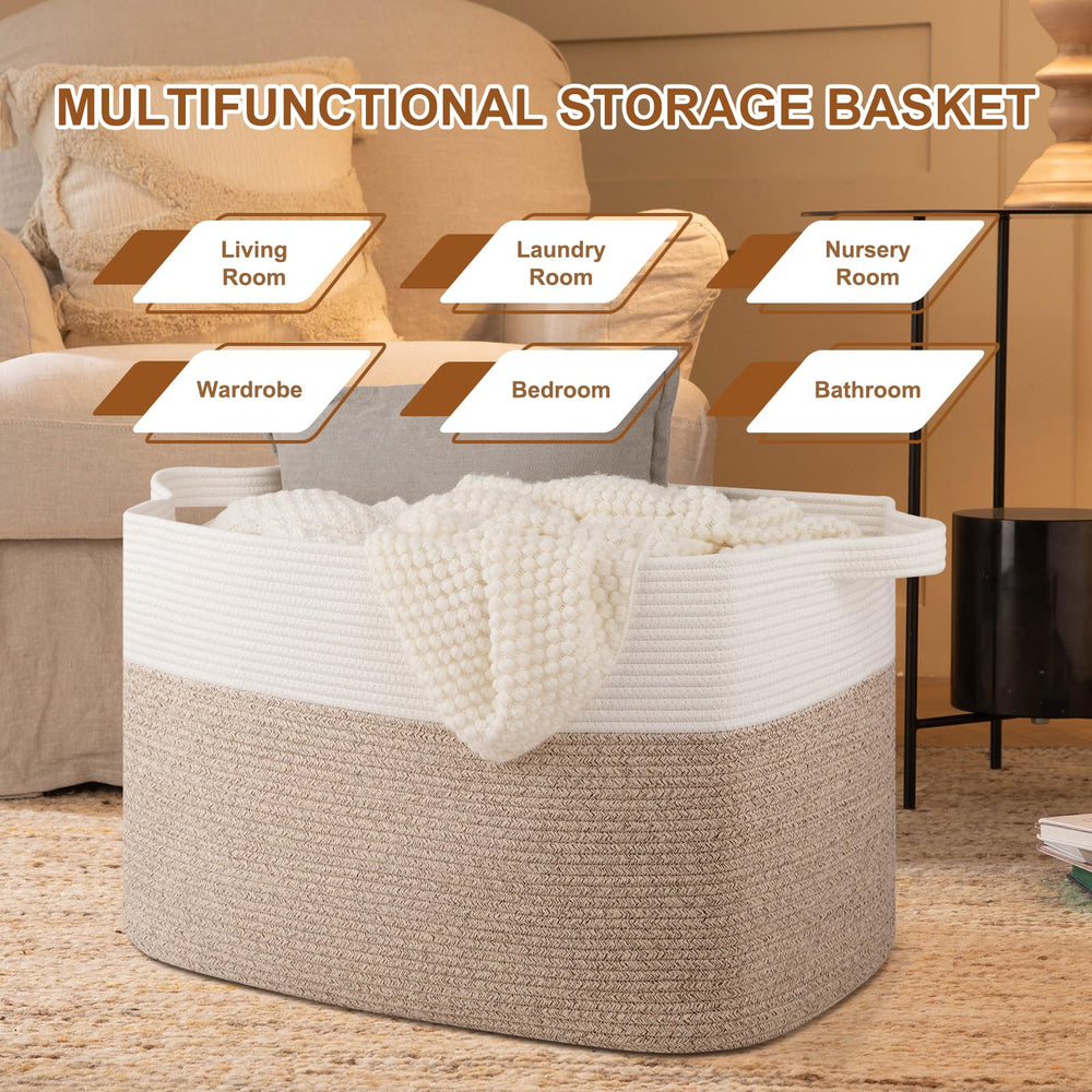 OIASKET XXXL blanket basket cotton rope texture adds warm decor touch