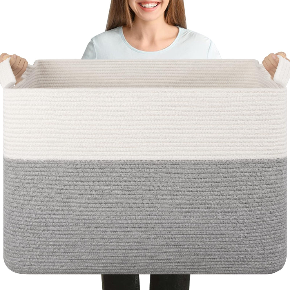 OIASKET XXXL blanket basket full setup for large storage in living room.