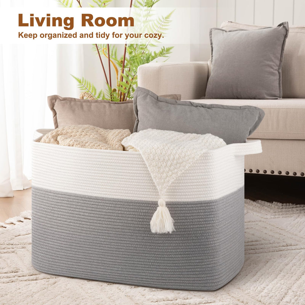OIASKET XXXL blanket basket grey weave complements modern decor.