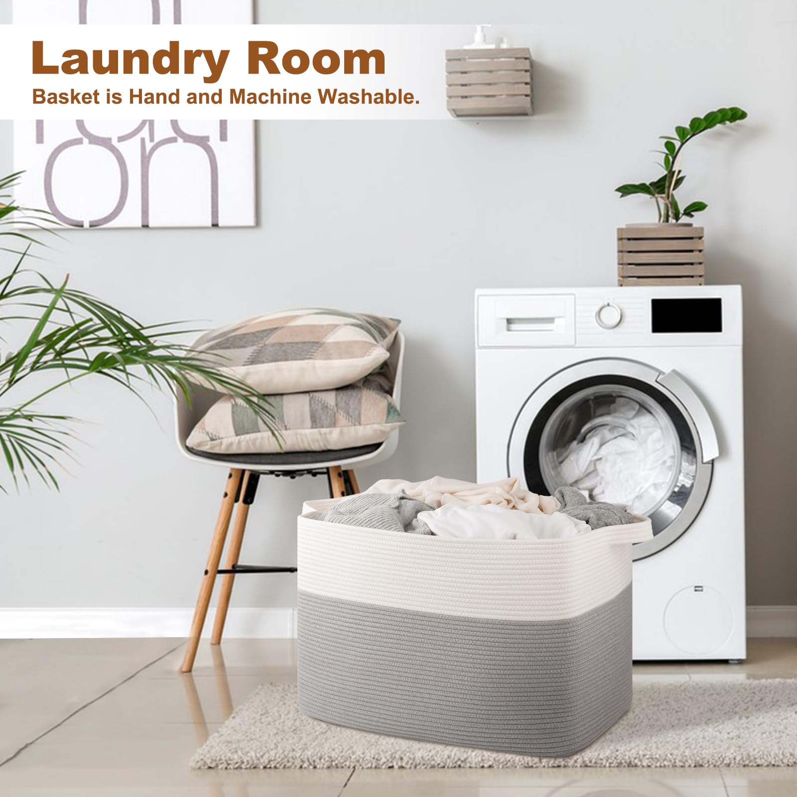 OIASKET XXXL basket with sturdy handles ready to move between rooms.
