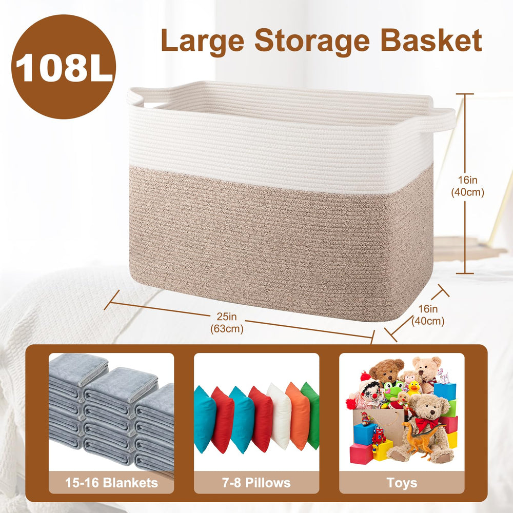 OIASKET XXXL blanket basket in living room keeps blankets and toys organized