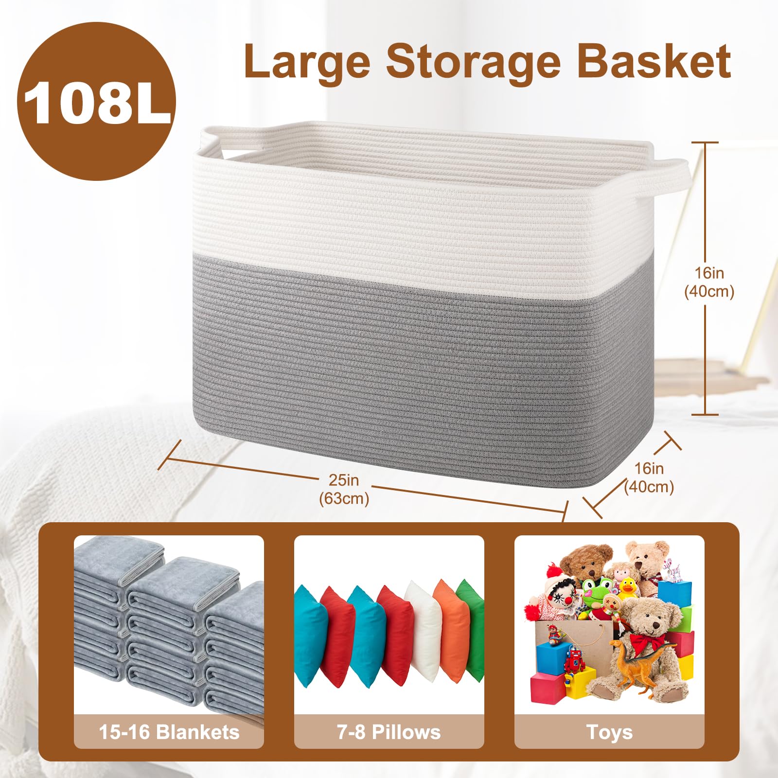 OIASKET XXXL storage with towels showing spacious capacity.