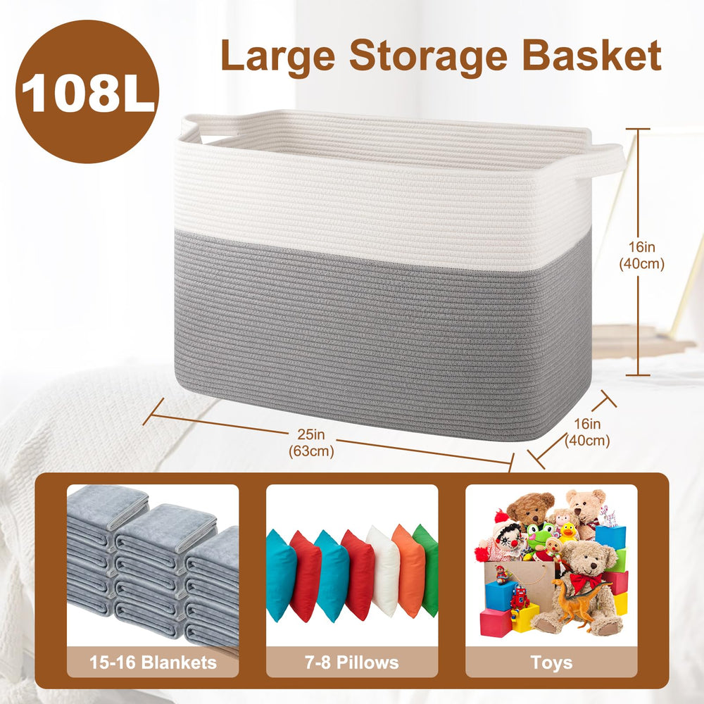 OIASKET XXXL storage with towels showing spacious capacity.