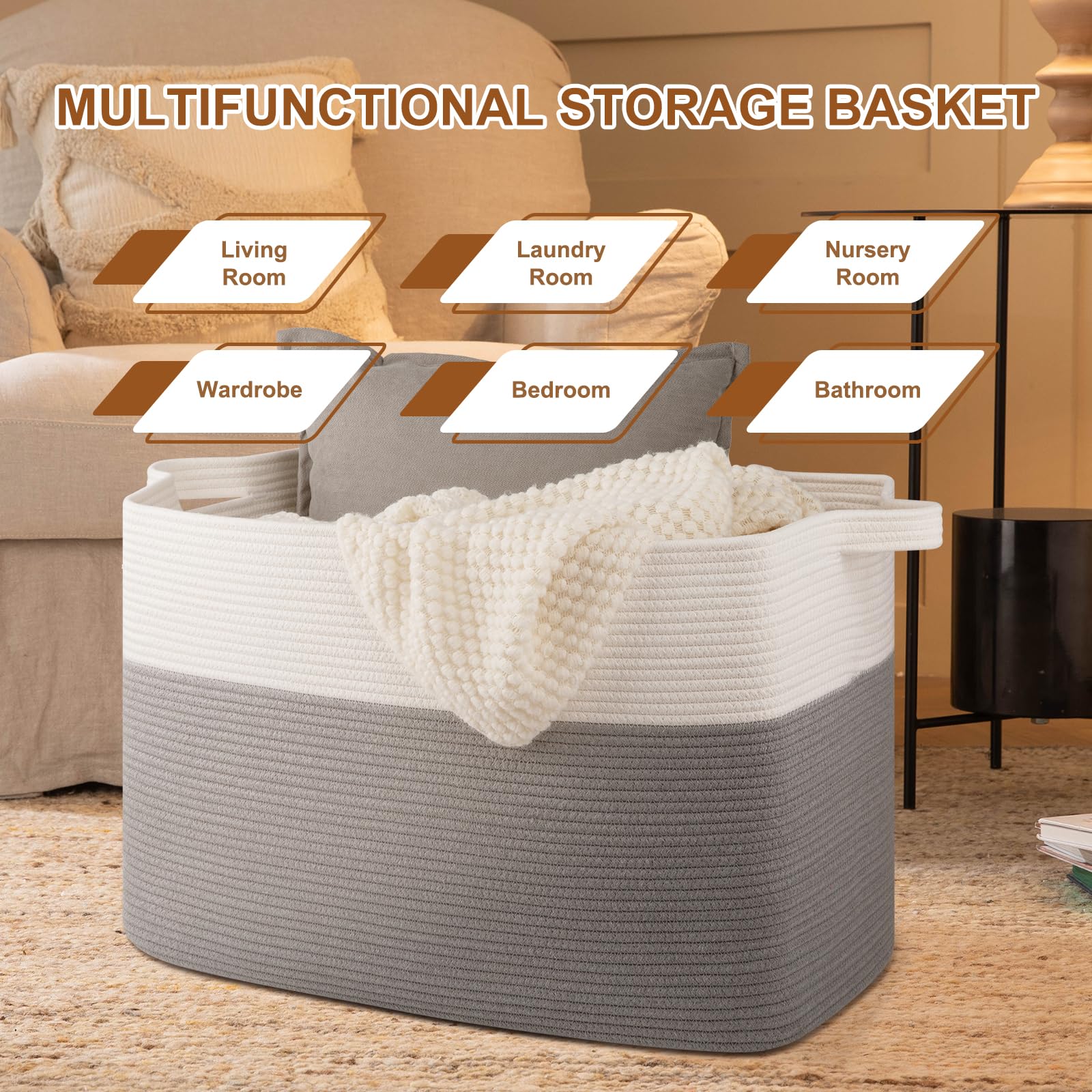 OIASKET XXXL cotton rope close-up highlights durable material.