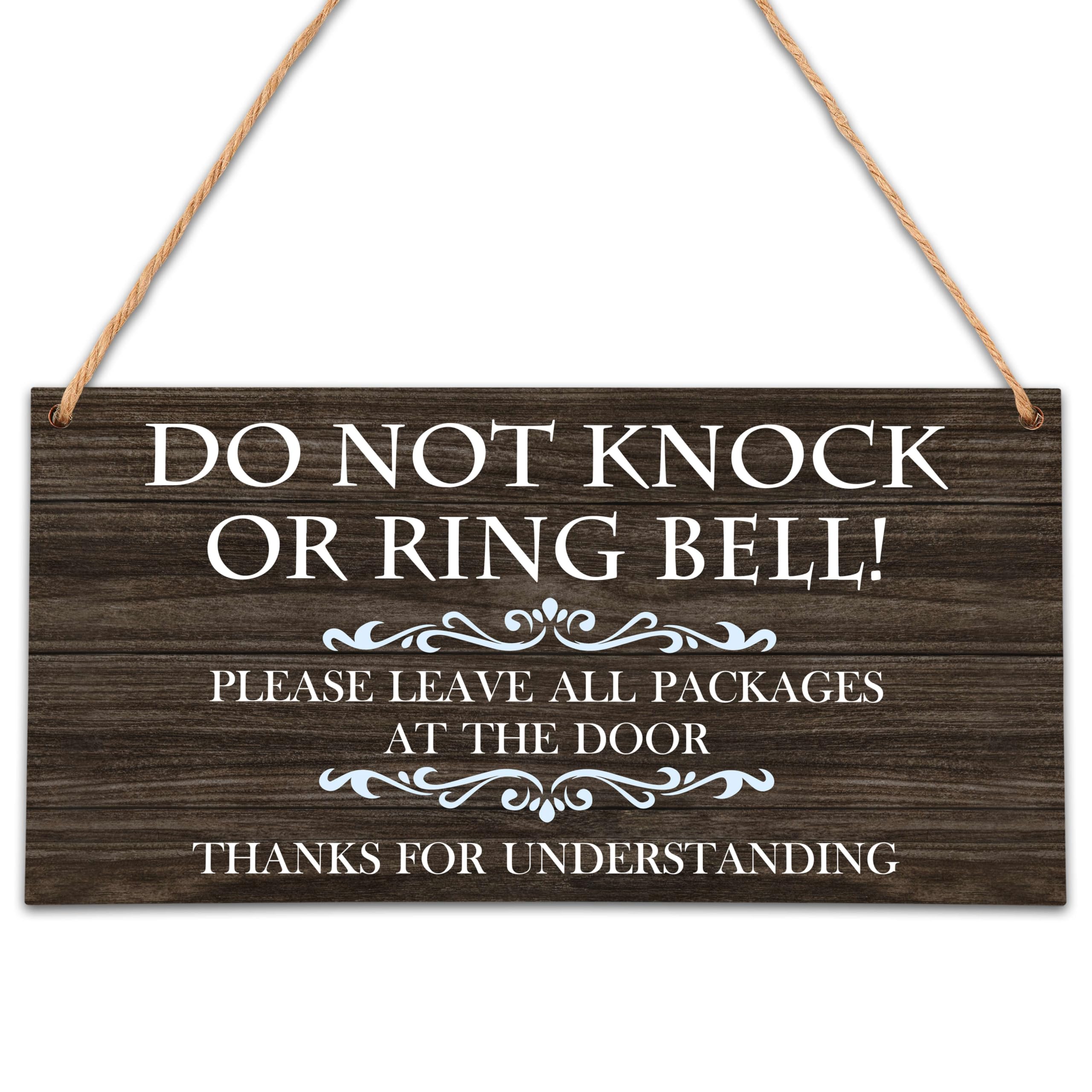 OICPYD wooden plaque front-door sign for peaceful mornings and quiet notifications