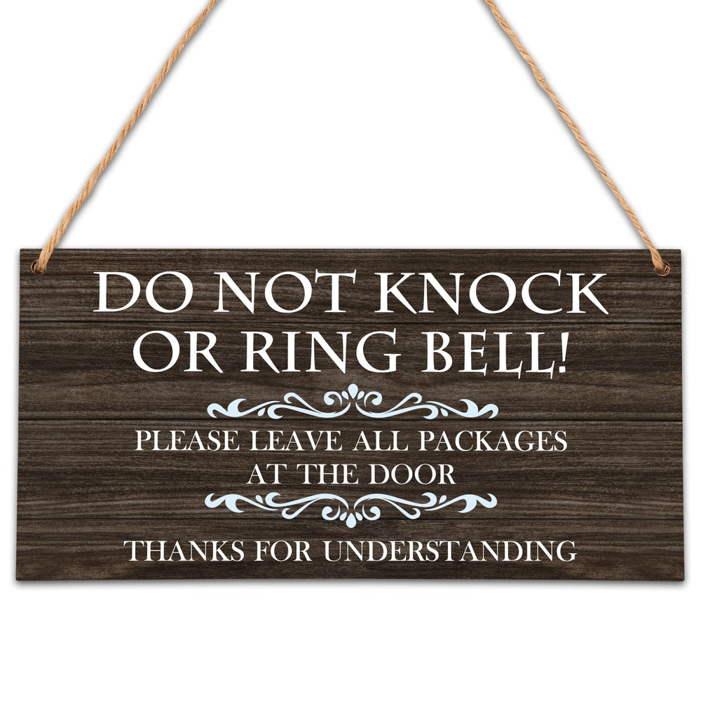OICPYD wooden plaque front-door sign for peaceful mornings and quiet notifications