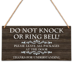 OICPYD wooden plaque front-door sign for peaceful mornings and quiet notifications