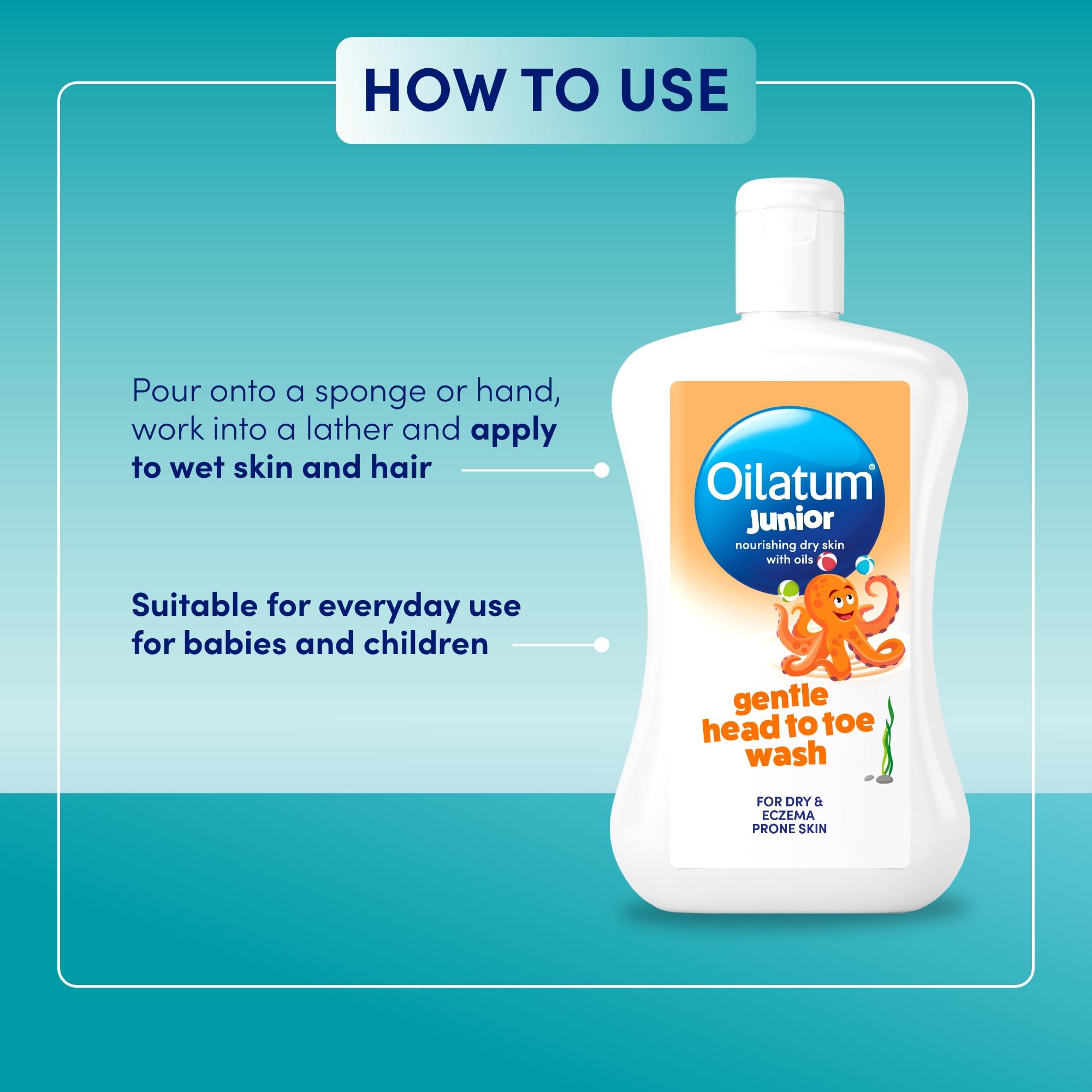 Oilatum Daily Junior Head To Toe Wash supports everyday protection for healthy-looking skin