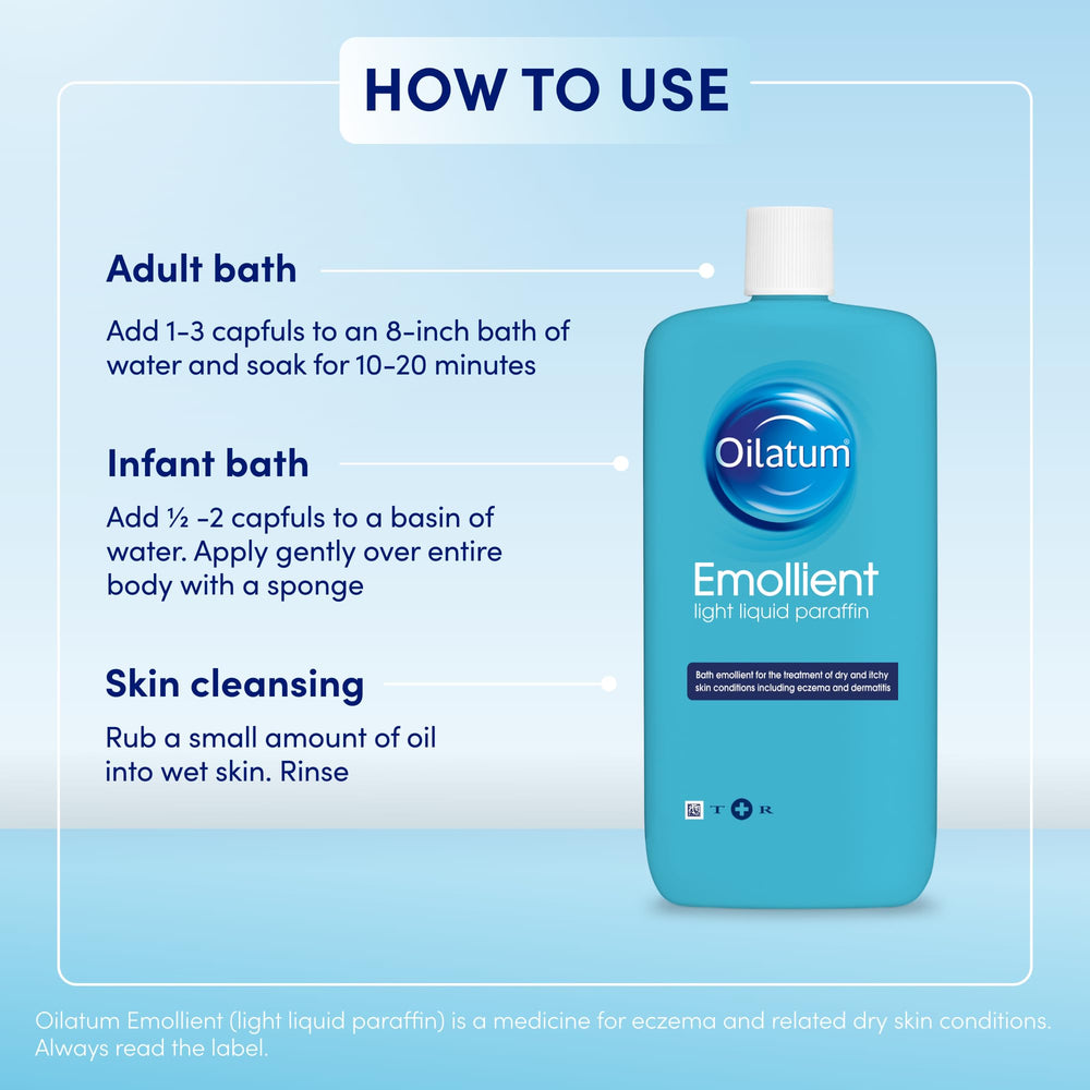 After-shower use of Oilatum Emollient 500ml for softer skin.