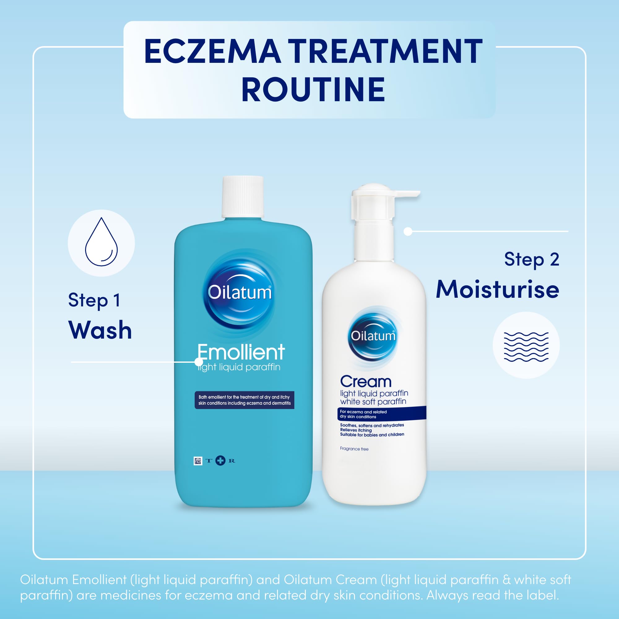 Family-friendly Oilatum Emollient 500ml bottle suitable for adults and kids.