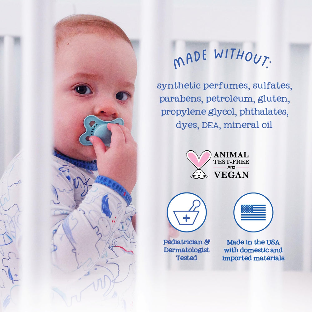 Oilogic Baby All-Over Wash image highlighting gentle cleansing with lavender and chamomile.