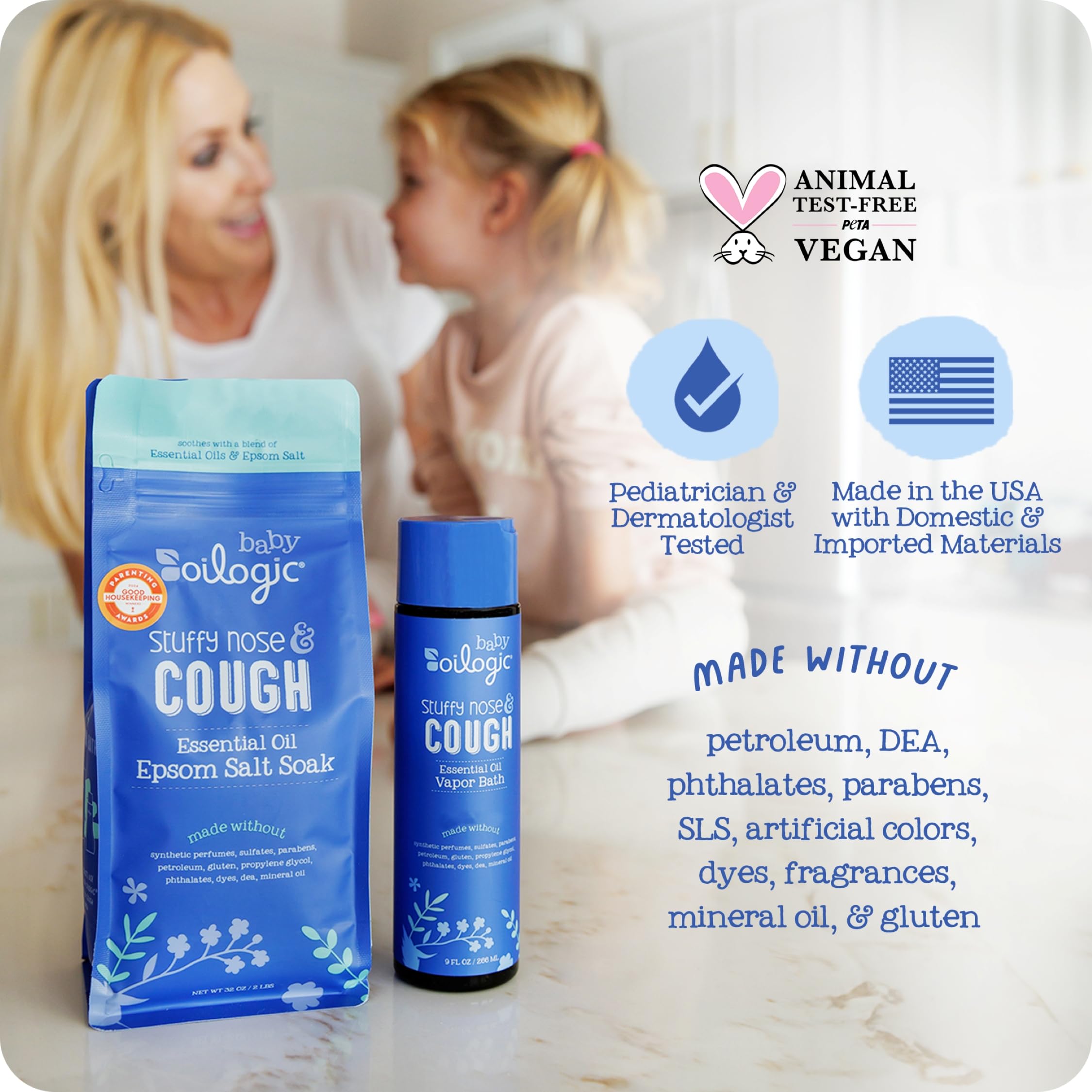Oilogic ingredient label highlights Lavandin, Eucalyptus, and other pure essential oils