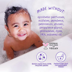 Cream swirl of Oilogic lotion on baby skin for gentle calming care.