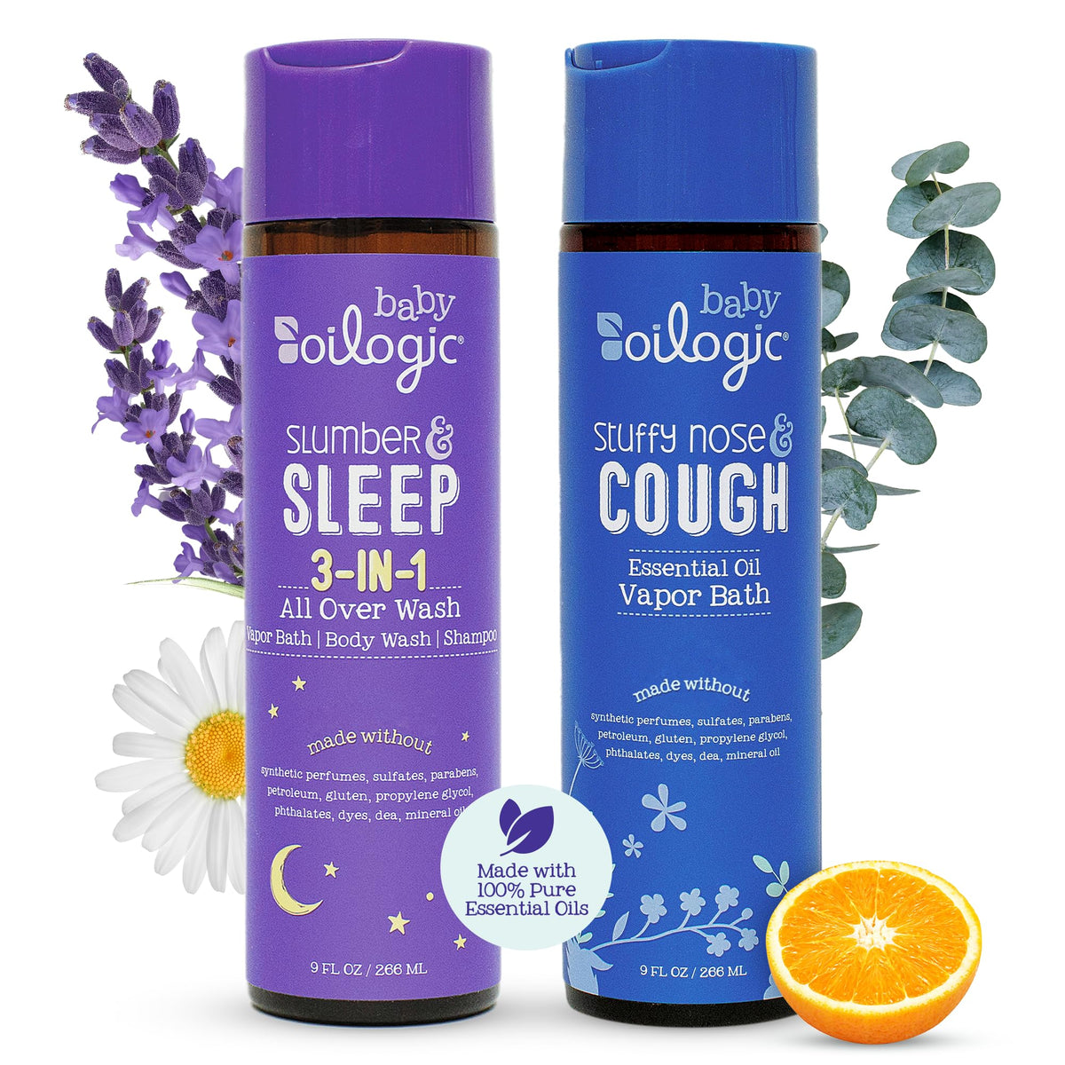 Oilogic Slumber and Sleep bath image showing calming bath time for baby.