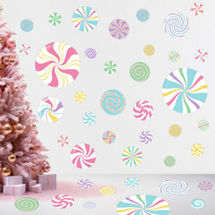 Oitnlaughter Macaron Christmas candy wall sticker in mint pink hues for festive decor.