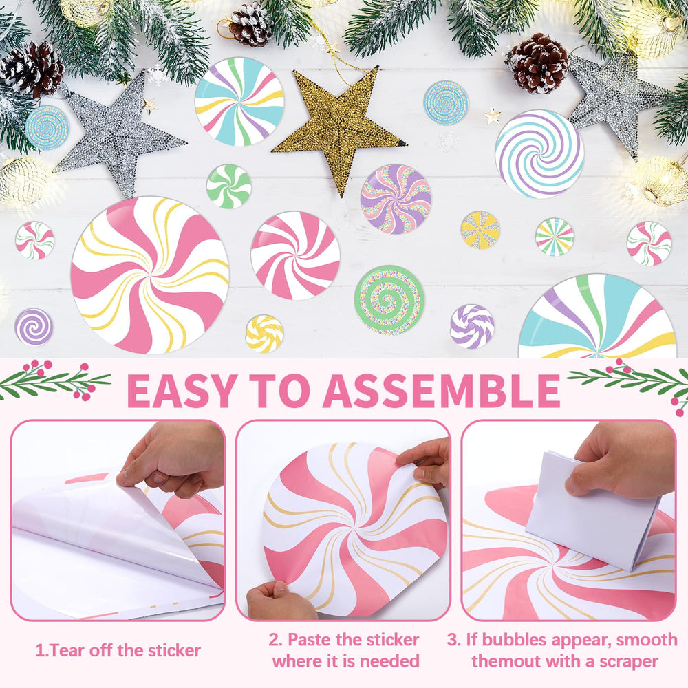 Oitnlaughter self adhesive candy wall stickers peel off cleanly after celebrations.