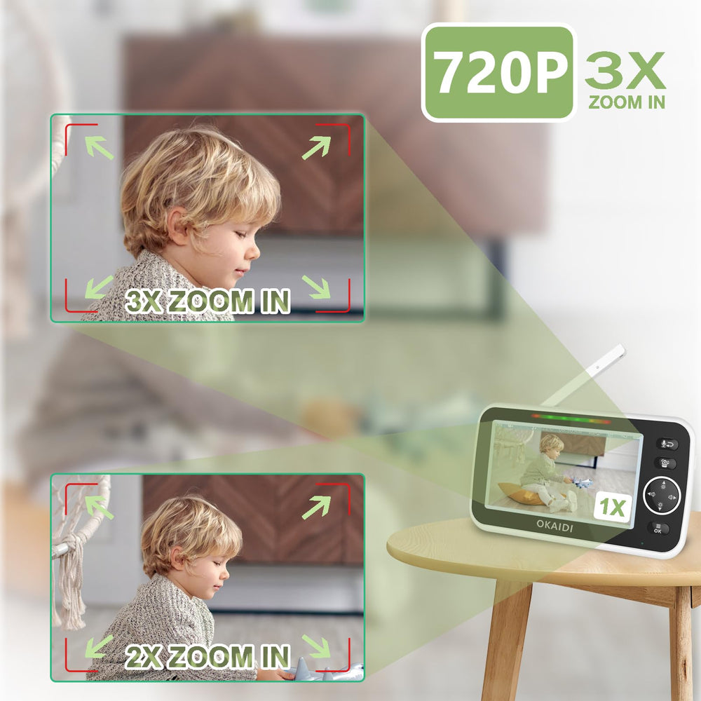 OKAIDI night vision provides visibility in low light without waking your baby.