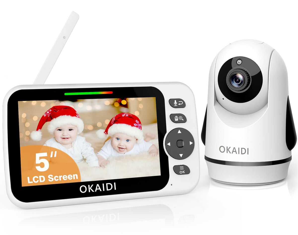 OKAIDI video baby monitor on a 5-inch display for clear, calm nursery monitoring.