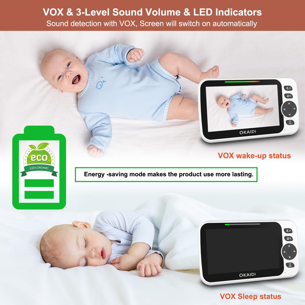 OKAIDI monitor offers eight lullabies to assist bedtime routines.