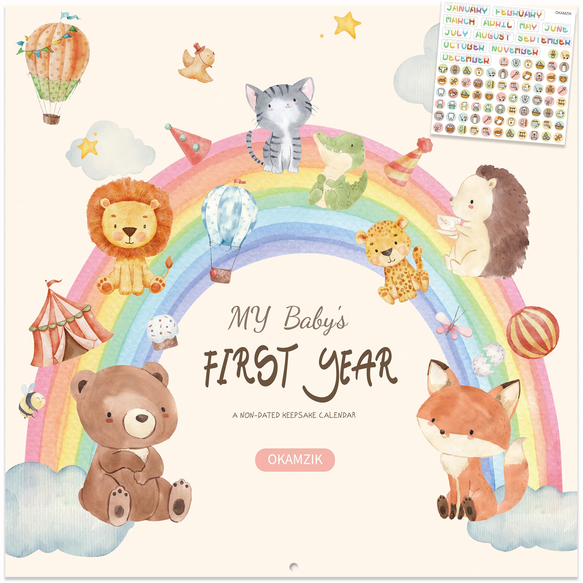 OKAMZIK Baby First Year Calendar cover, a timeless keepsake for cherished memories.