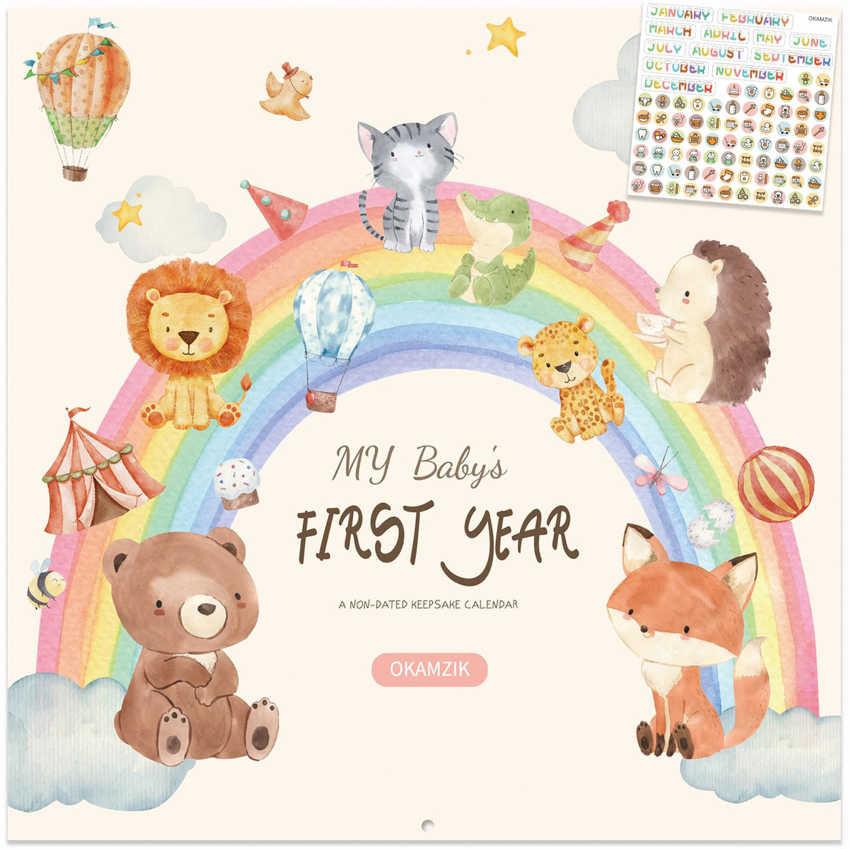 OKAMZIK Baby First Year Calendar cover, a timeless keepsake for cherished memories.
