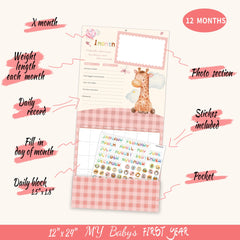 OKAMZIK Baby First Year Calendar monthly spread, helps track growth month by month.