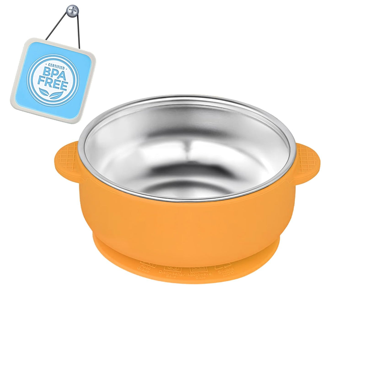 OKAY ORANGE 1Pack stainless steel toddler suction bowl with anti-slip design.
