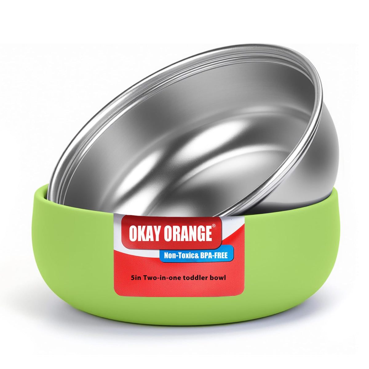 OKAY ORANGE non-slip base keeps toddlers steady during self-feeding