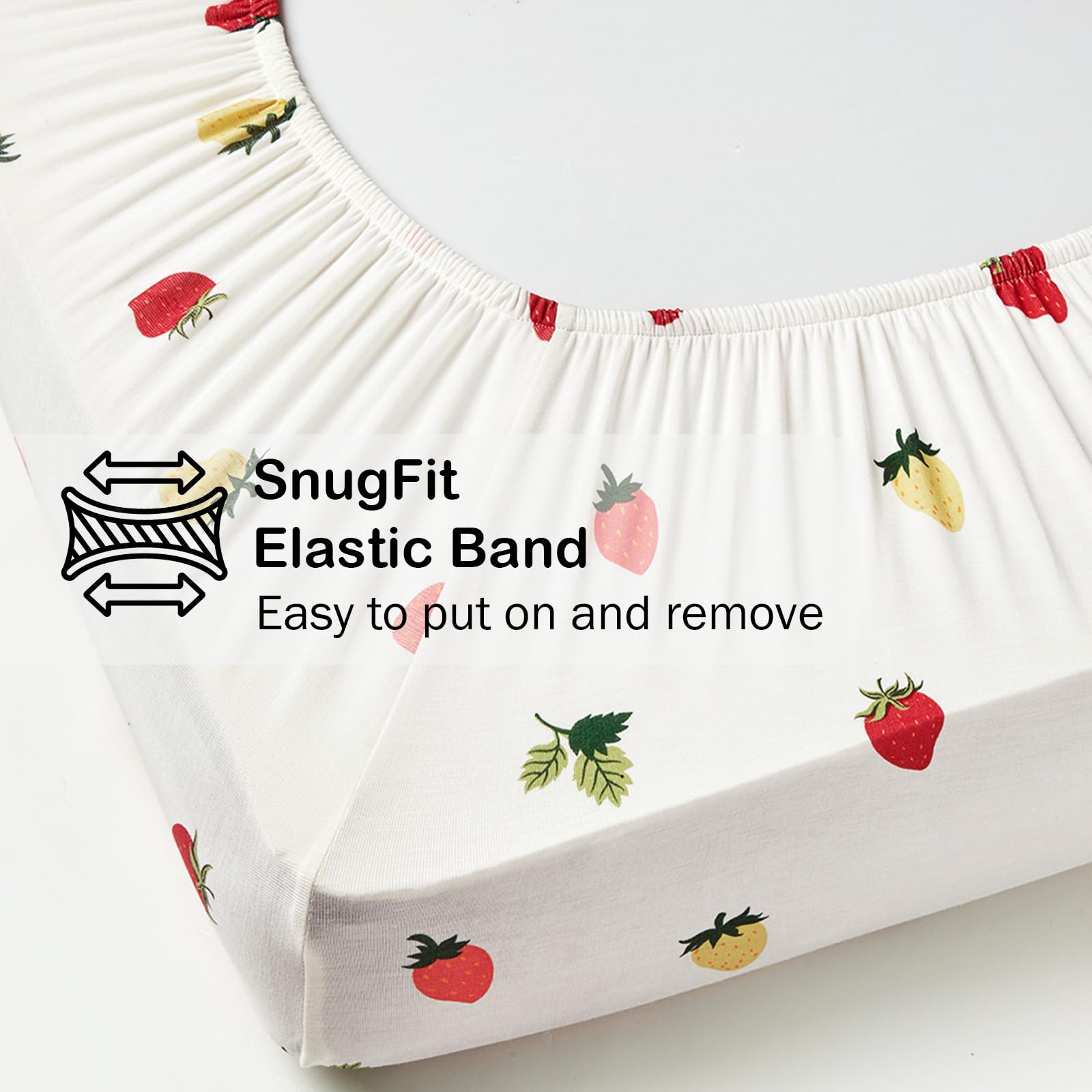 BubblePanda crib sheet with 360-degree elastic securely grips the mattress.