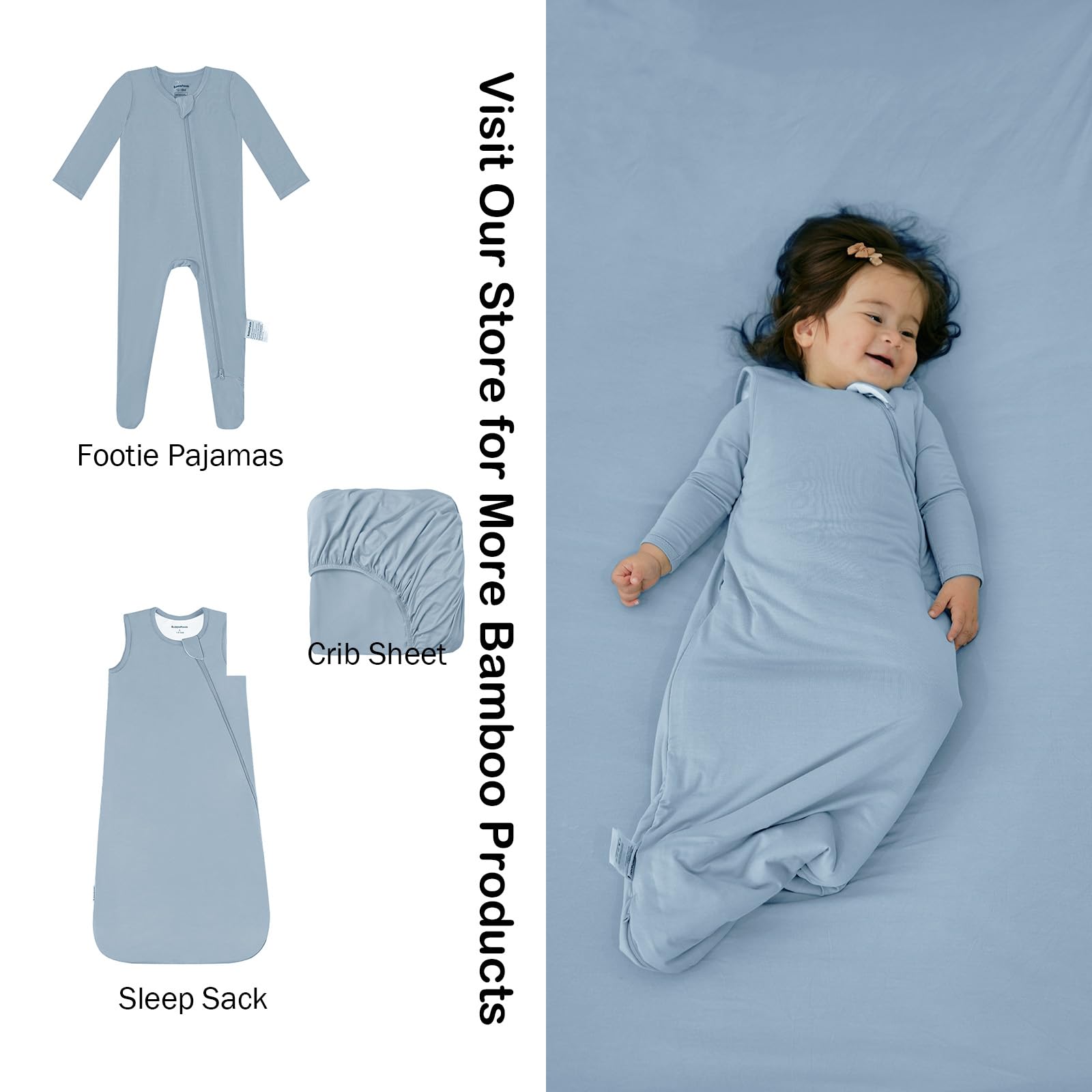 Okayinn BubblePanda blue machine-washable crib sheet for easy care